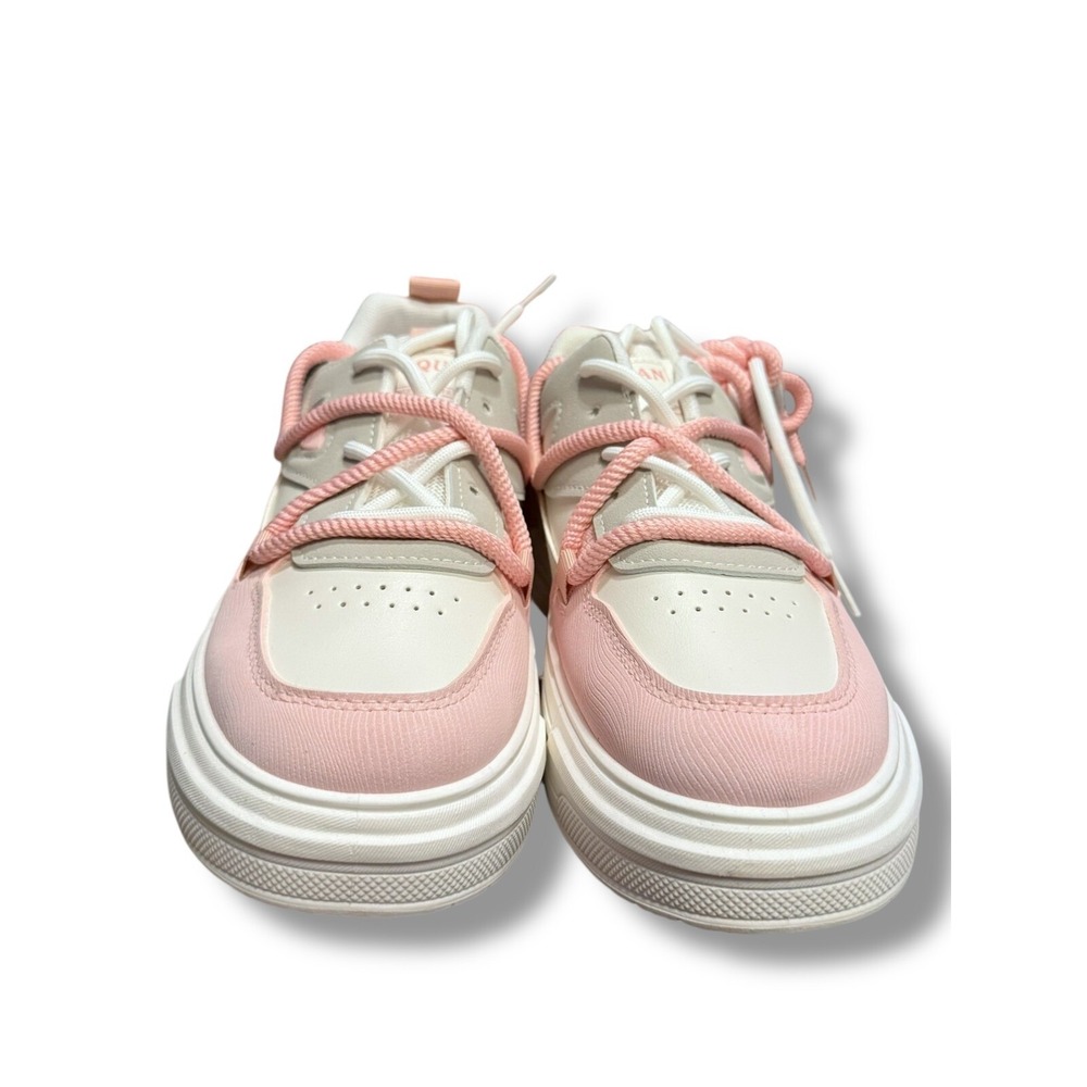 SHEIN Fashion Sneakers Chunky Platform Lace Up Casual Shoes White Pink Sz 8 - Picture 6 of 16